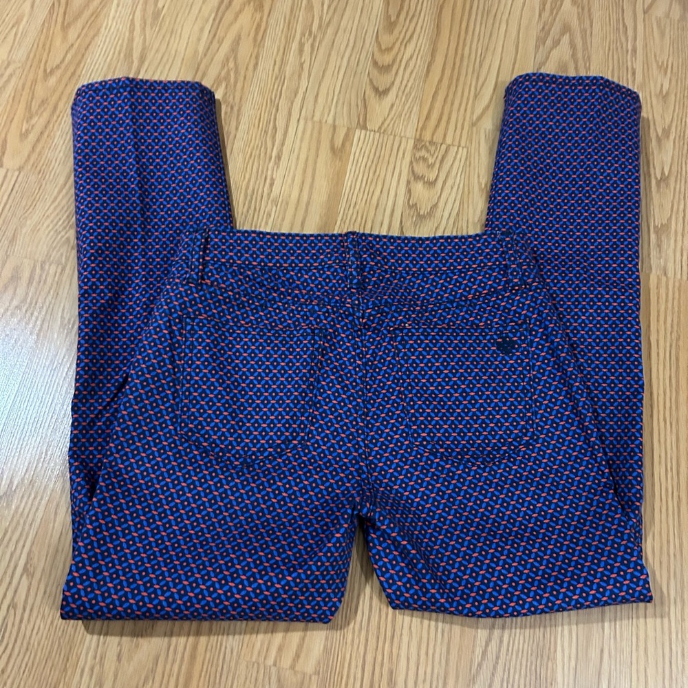 Tory Burch Blue Jeans with Red Micro-Pattern